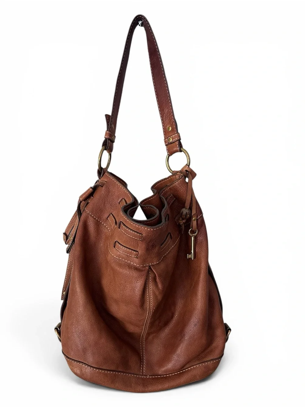 Fossil Brown Leather Slouchy Hobo Bag Purse